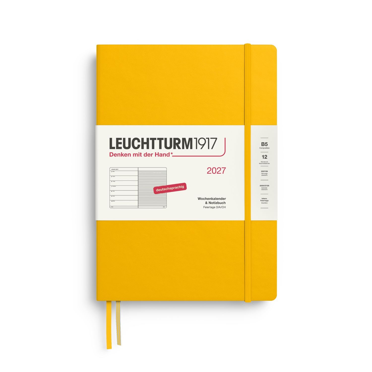 Leuchtturm1917 Taschenkalender Wochenkalender 2027 & Notizbuch Composition B5 Hardcover Sunflower