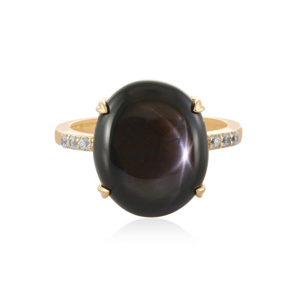 Cavill Goldring Cavill 9K Goldring mit 10,33 ct schwarzem Stern-Saphir oval (1-tlg)