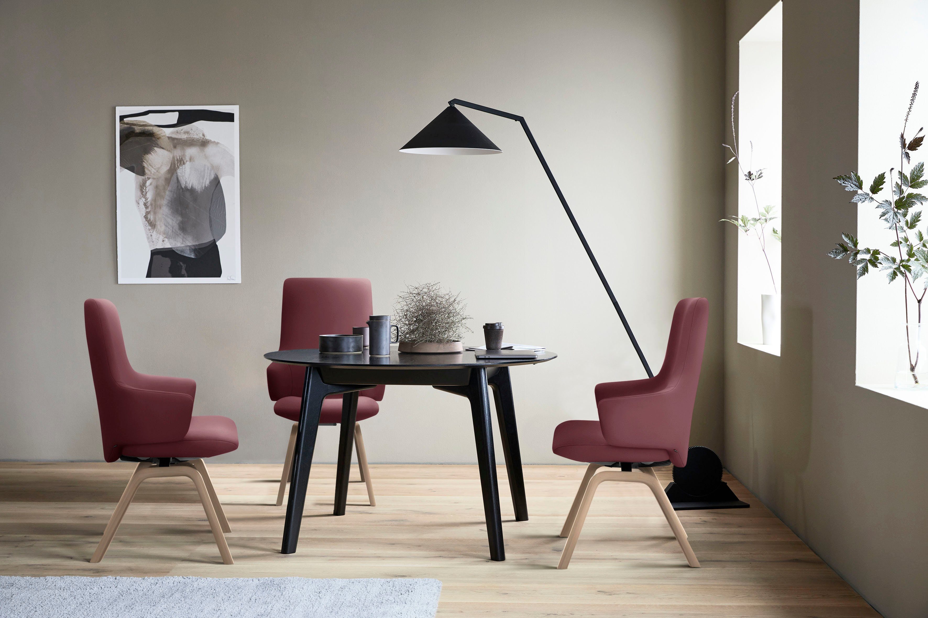 Stressless® Polsterstuhl Laurel, High Back mit Armlehne, Размер L, mit schräggestellten Beinen in Eiche