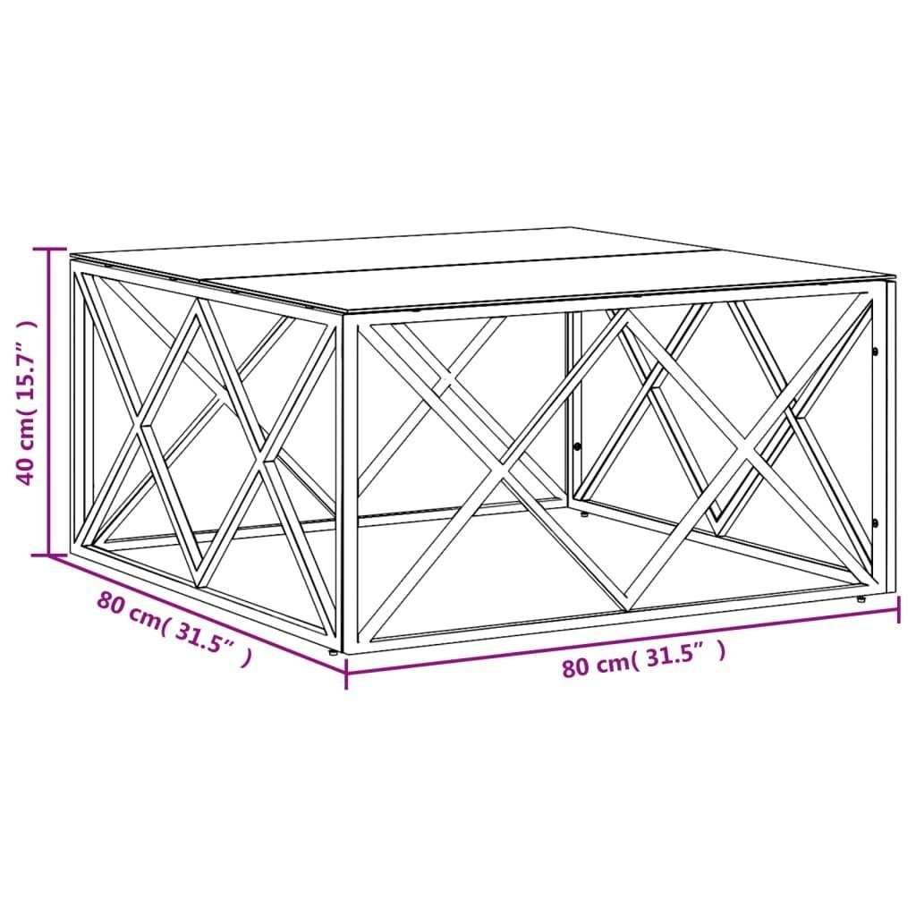 Glas Couchtisch 80x80x40 DOTMALL cm Sofatisch,Kaffeetisch Metall-Gestell