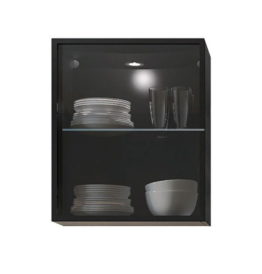 Feldmann-Wohnen Glashängeschrank W2S/40 Alu Black (passend zu allen Küchenserien, 1-St., Hängeschrank) 40x32,5x72cm schwarz Glas 1-türig