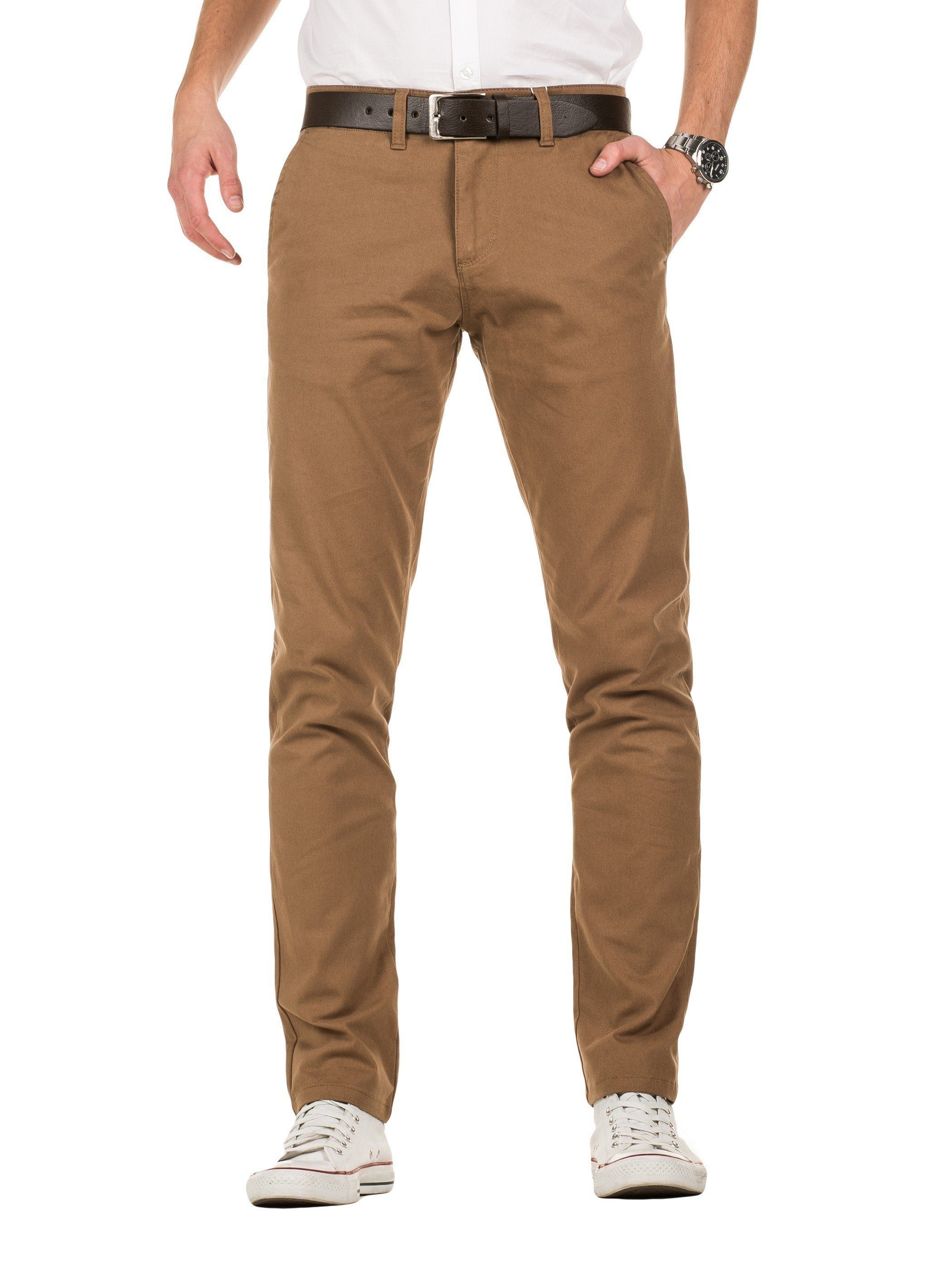 Yazubi Chinohose Kyle Chino-Hose mit Gürtel Braun (camel otter 181018)