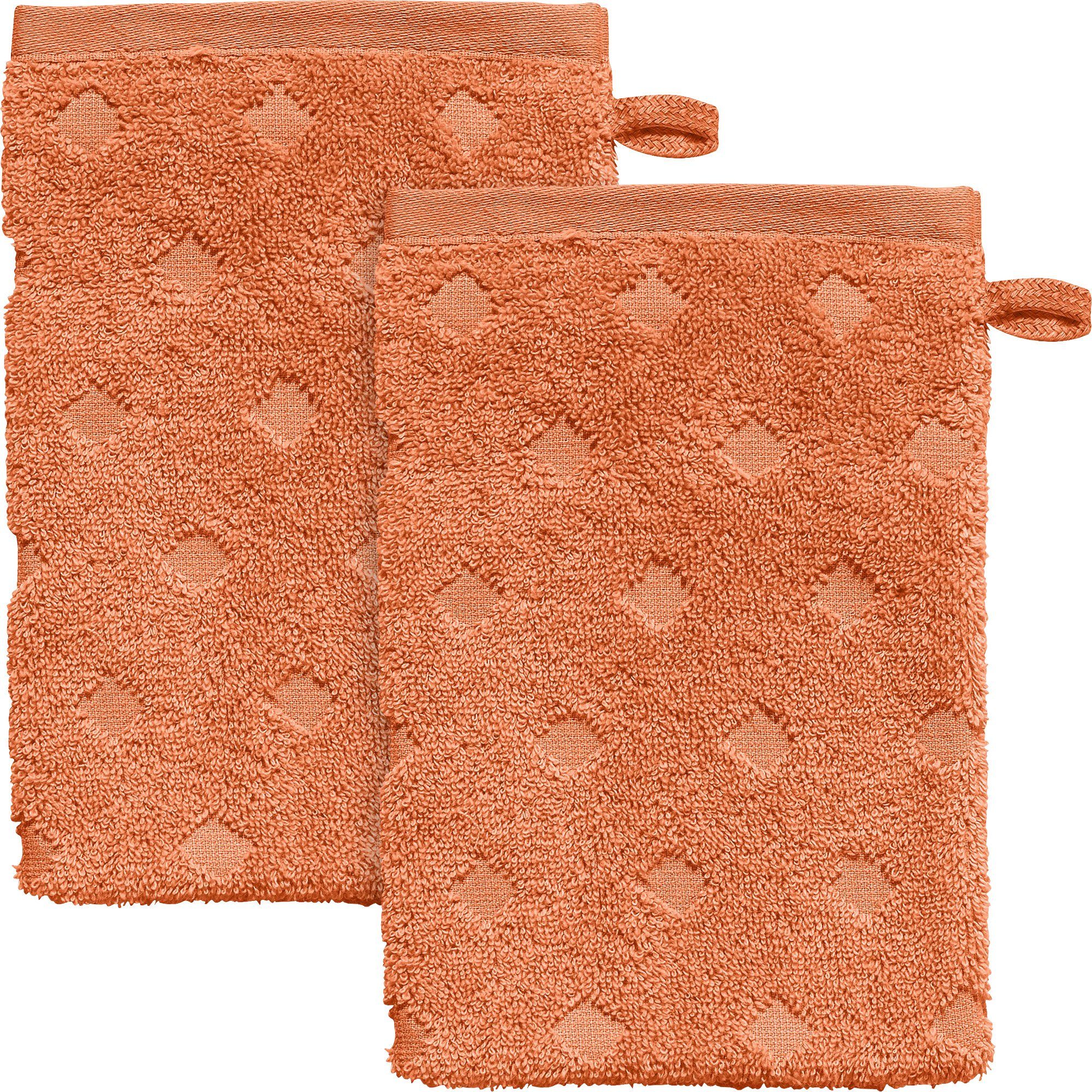 Erwin Müller Waschhandschuh Waschhandschuh "Baden-Baden" 2er-Pack, Frottier, Walk-Frottier Uni/Hoch- Tiefstruktur