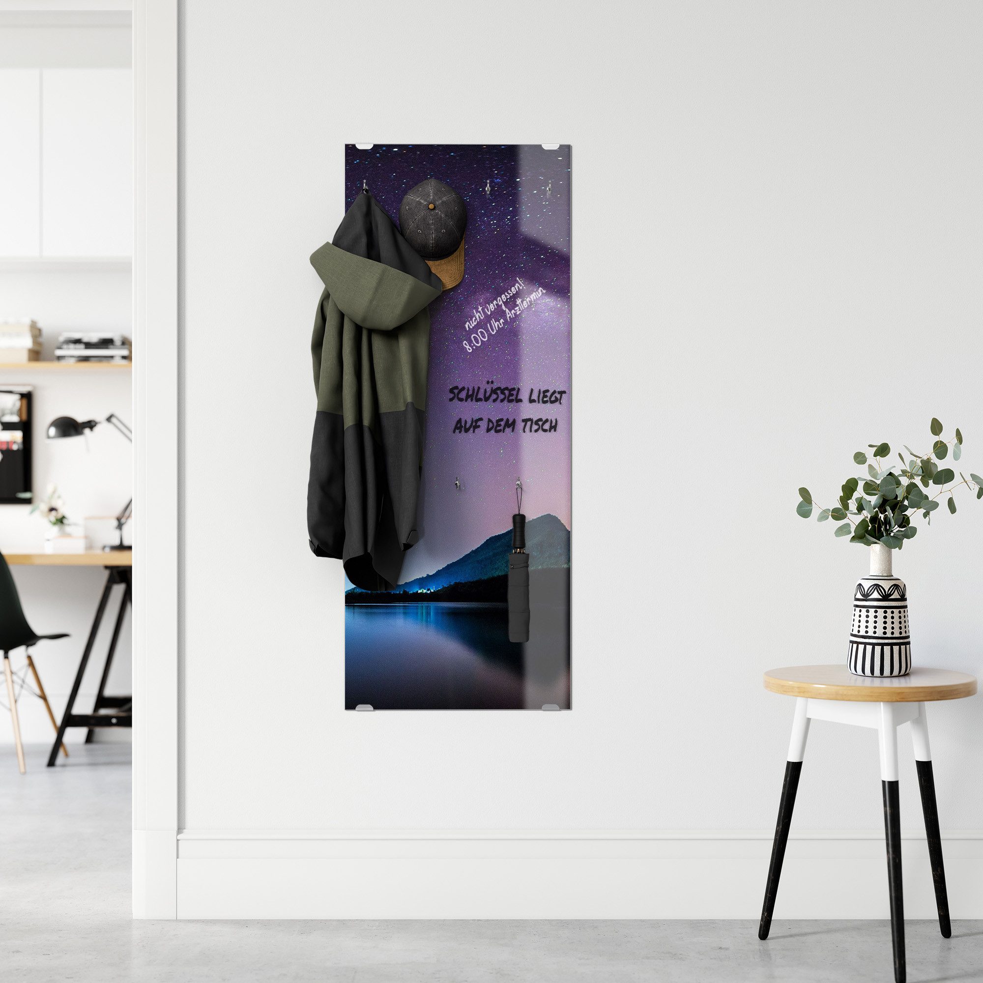 DEQORI Kleiderhaken 'Bergkulisse unter Sternen', Glas Garderobe hängend Flur Jackenhalter modern Wandgarderobe Haken