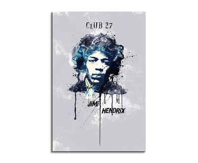 Sinus Art Leinwandbild Jimi Hendrix 90x60cm Aquarell Art Wandbild auf Leinwand fertig gerahmt Original Sinus Art