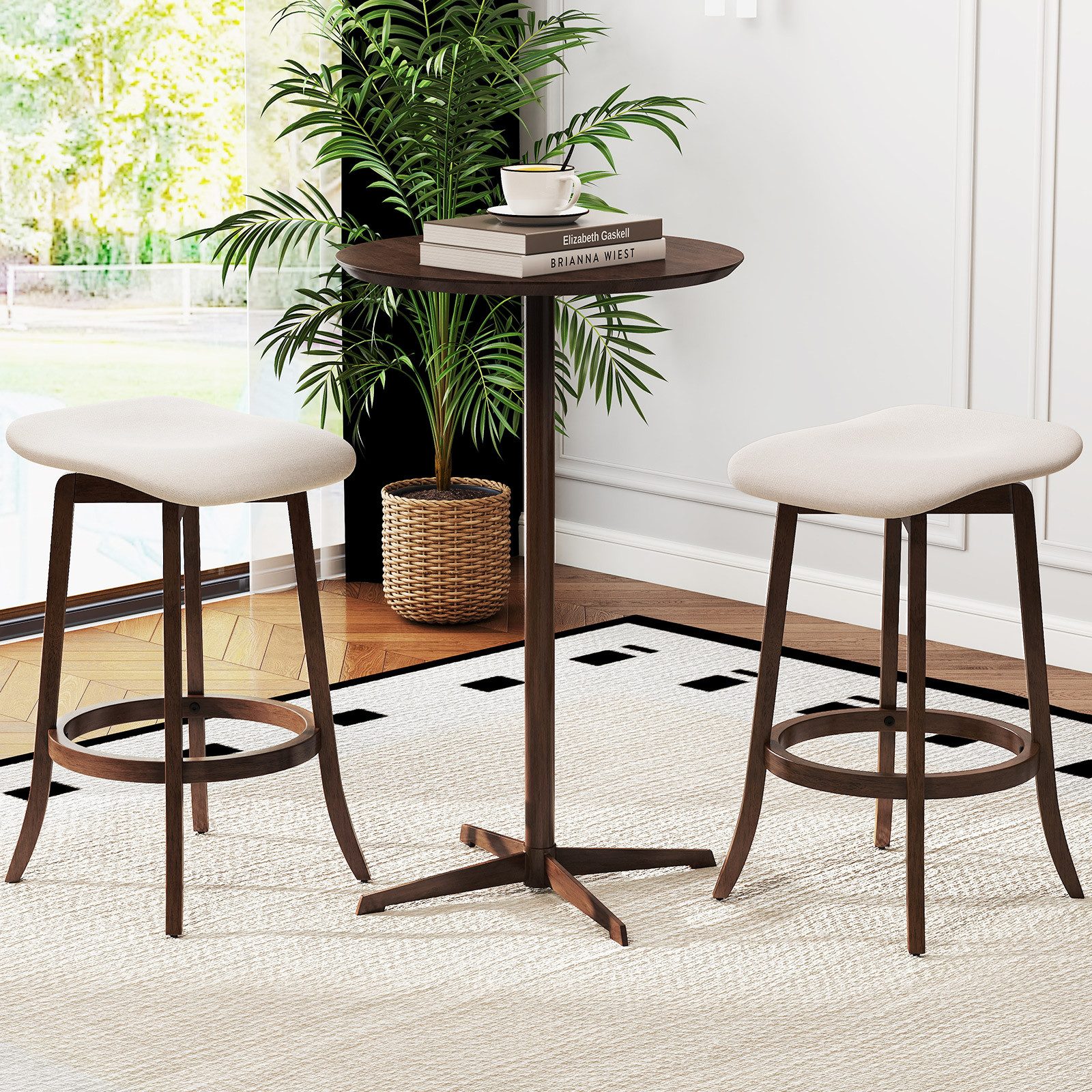 COSTWAY Barhocker (2er Set), Küchenhocker 360° drehbar mit Fußstütze, 74 cm günstig online kaufen