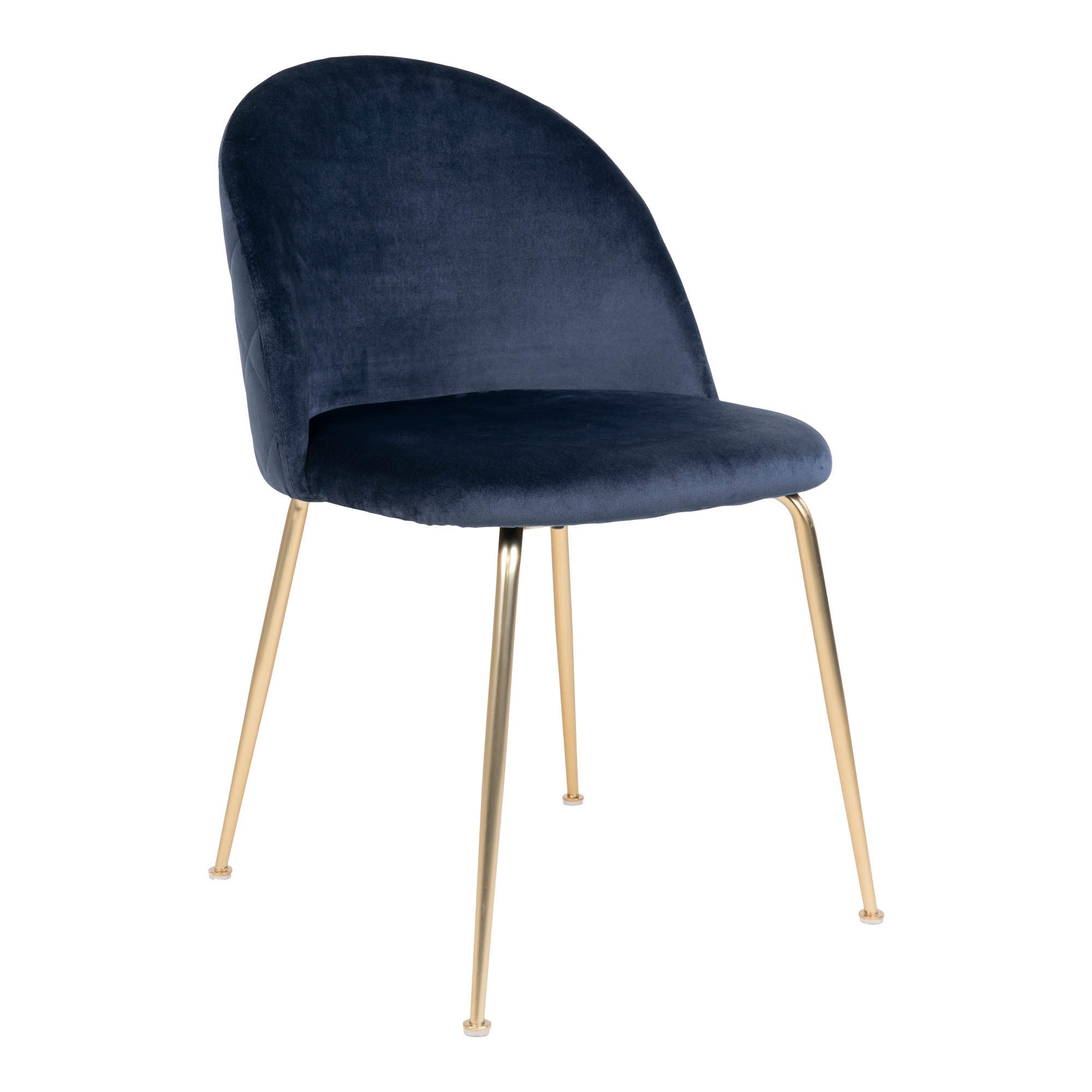 Polsterstuhl (2er-Set) in Blau, Velour - 51x78x52cm (BxHxT)