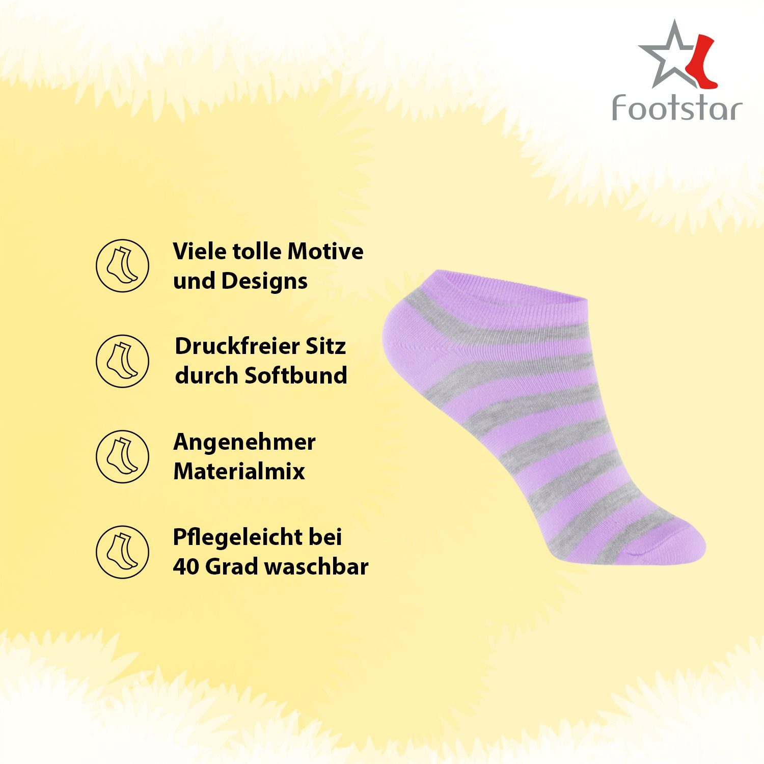 Footstar Kurzsocken Kinder Socken (8 Paar) für Mädchen & Jungen bunt