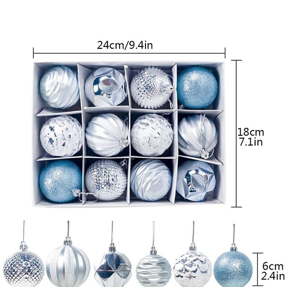 Bextsrack Weihnachtsbaumkugel Weihnachtskugeln Weihnachtsdeko 12-teiliges Set, Christbaumschmuck