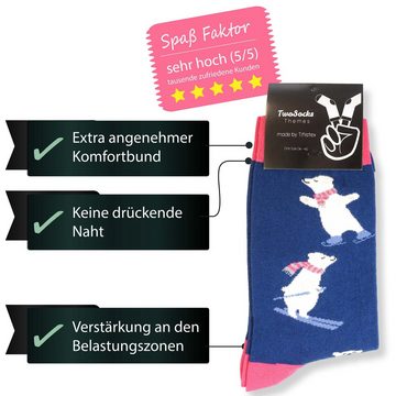 TwoSocks Freizeitsocken Weihnachtssocken Eisbär Socken für Damen und Herren Einheitsgröße (1 Paar)