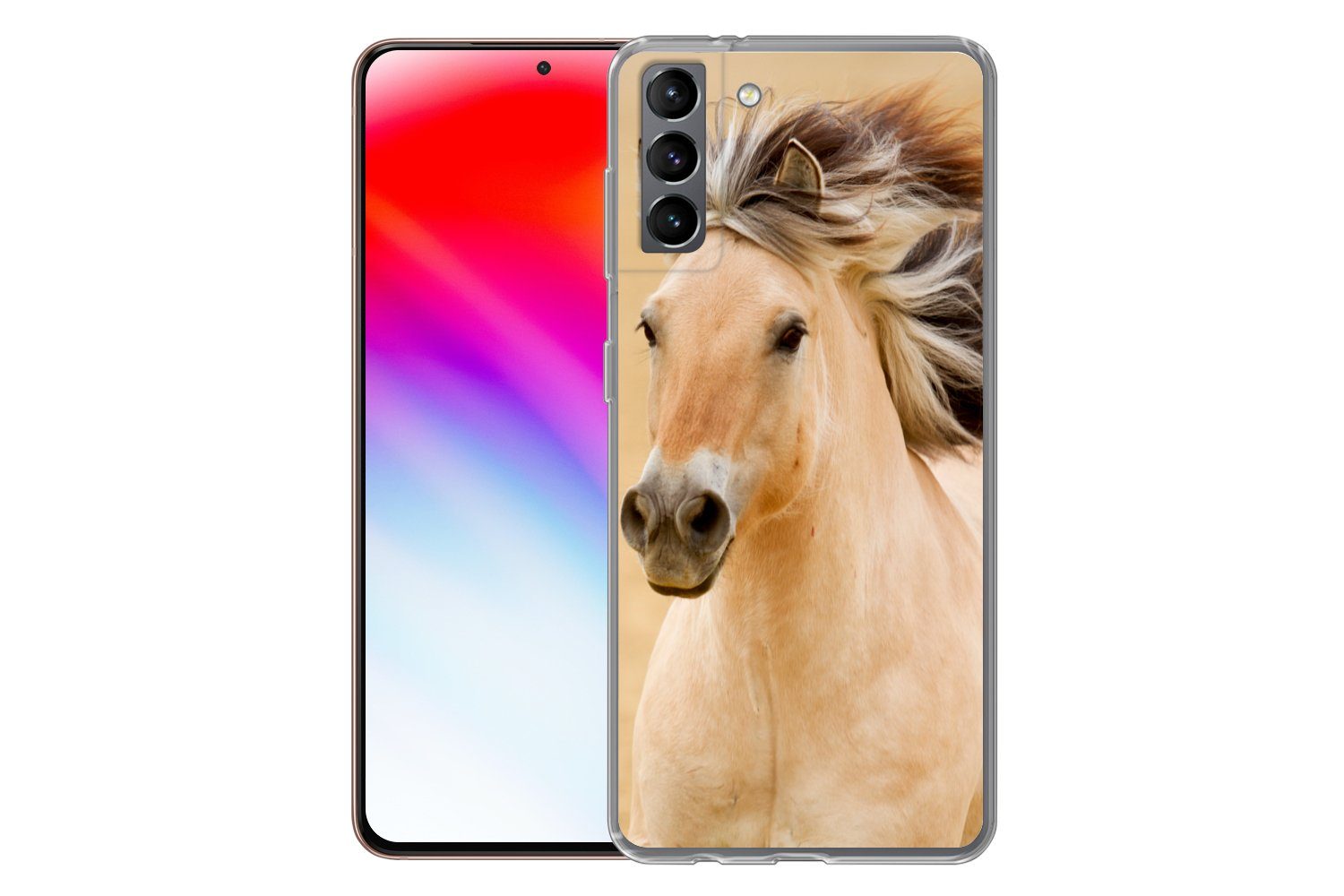 MuchoWow Handyhülle für Samsung Galaxy S21 Plus Pferde - Tiere - Mähne - Porträt, Phone Case, Silikon, Schutzhülle Dünn