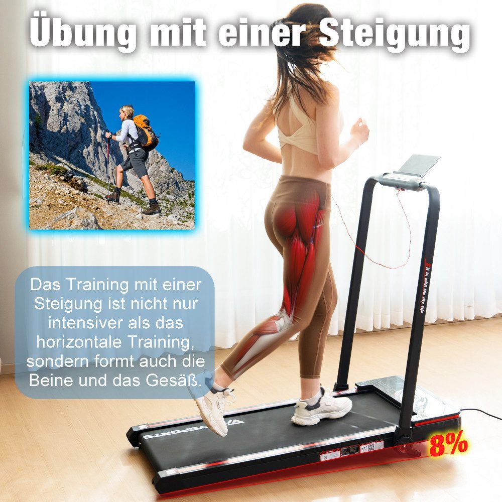 CITYSPORTS Laufband WP3S Klappbares Laufband für Zuhause 1400W Walking/Jogging Pad (Tool kits,Schmiermittel), 1-12km/h Max.Tragfähigkeit 120 kg, Bluetooth APP-Funktion