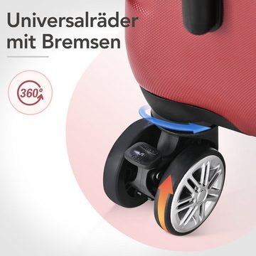 BlingBin Handgepäckkoffer Hartschalen-Handgepäck Universalrad Doppelrad mit Bremsen Rot XL, ABS-Material Mit TSA-Schloss XL - 42*28*74 cm