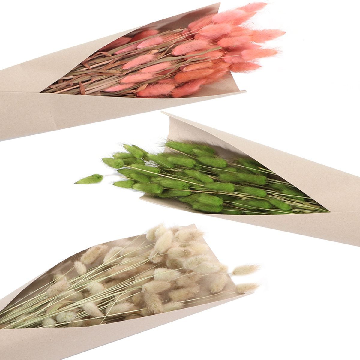 Kunstblumenstrauß Lagurus 100g 72cm Trockenblumen Schilfgras, CHAKS