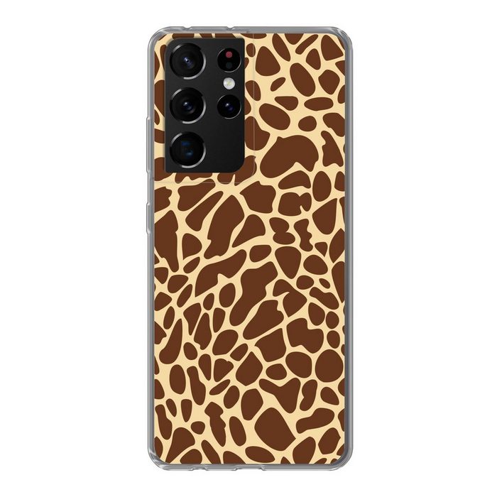 MuchoWow Handyhülle Tiermotiv - Giraffe - Braun Phone Case Handyhülle Samsung Galaxy S21 Ultra Silikon Schutzhülle