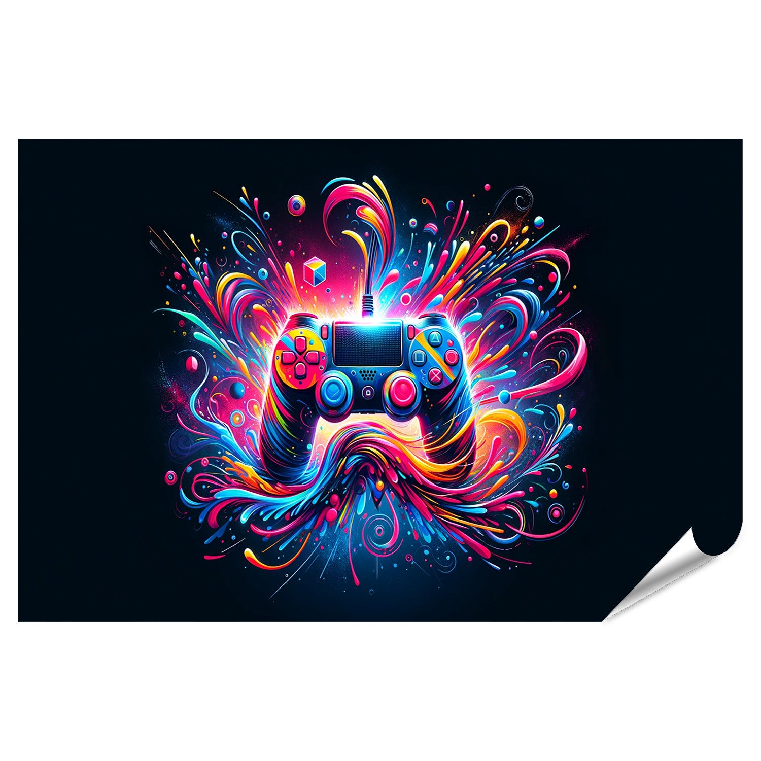 islandburner Poster Gaming-Controller abstraktes Design lebendig Querformat