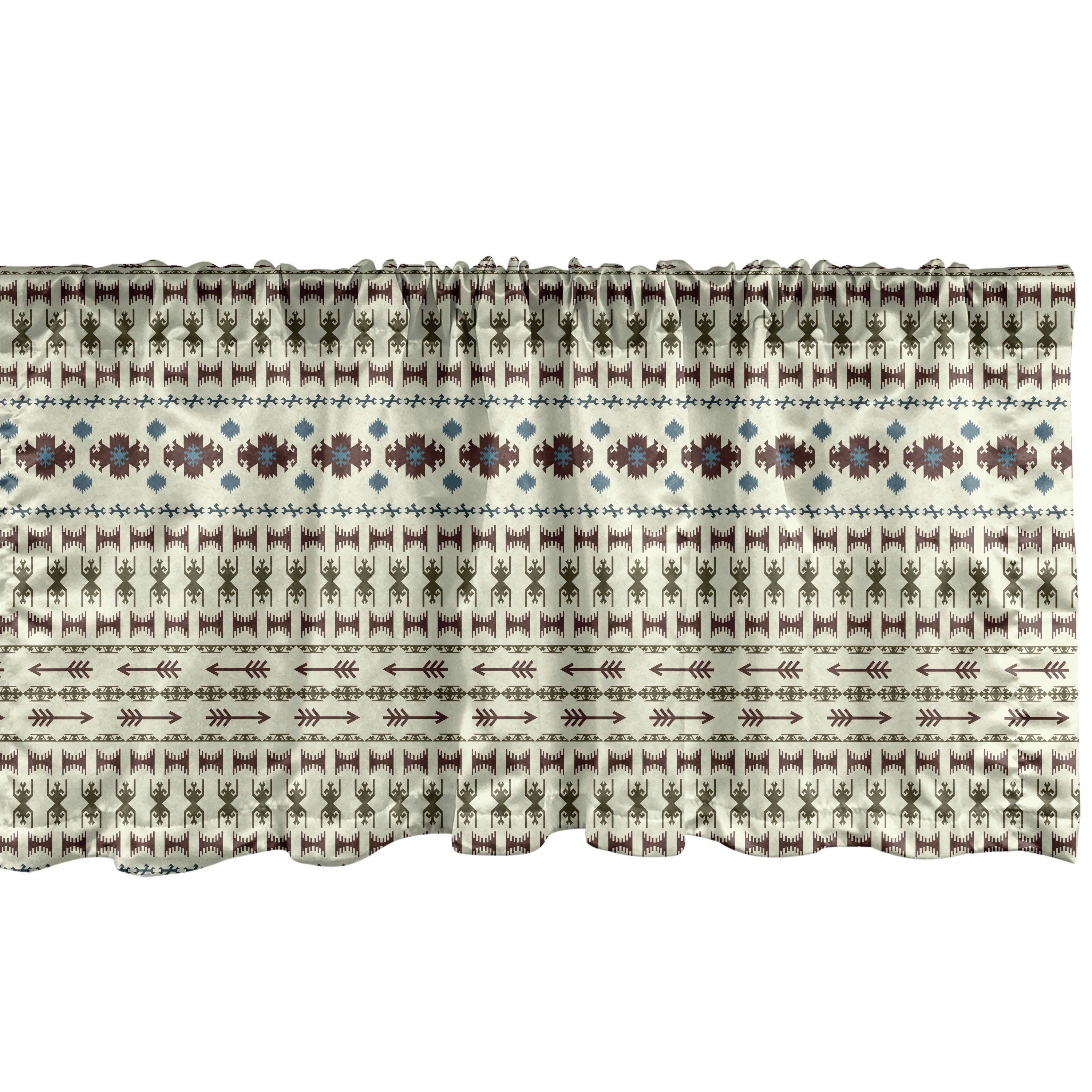 Scheibengardine Vorhang Volant für Küche Schlafzimmer Dekor mit Stangentasche, Abakuhaus, Microfaser, Ethnisch Aztec india