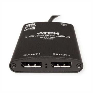 Aten VS92DP 2-Port True 4K DisplayPort Splitter mit MST Hub Audio- & Video-Adapter, 15.0 cm