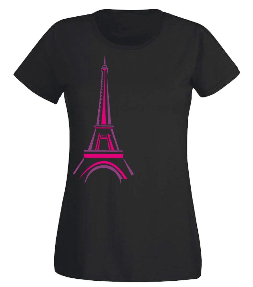 G-graphics T-Shirt Eiffelturm - Paris Slim-fit Damen T-Shirt aus unserer Pink-Purple-Collection