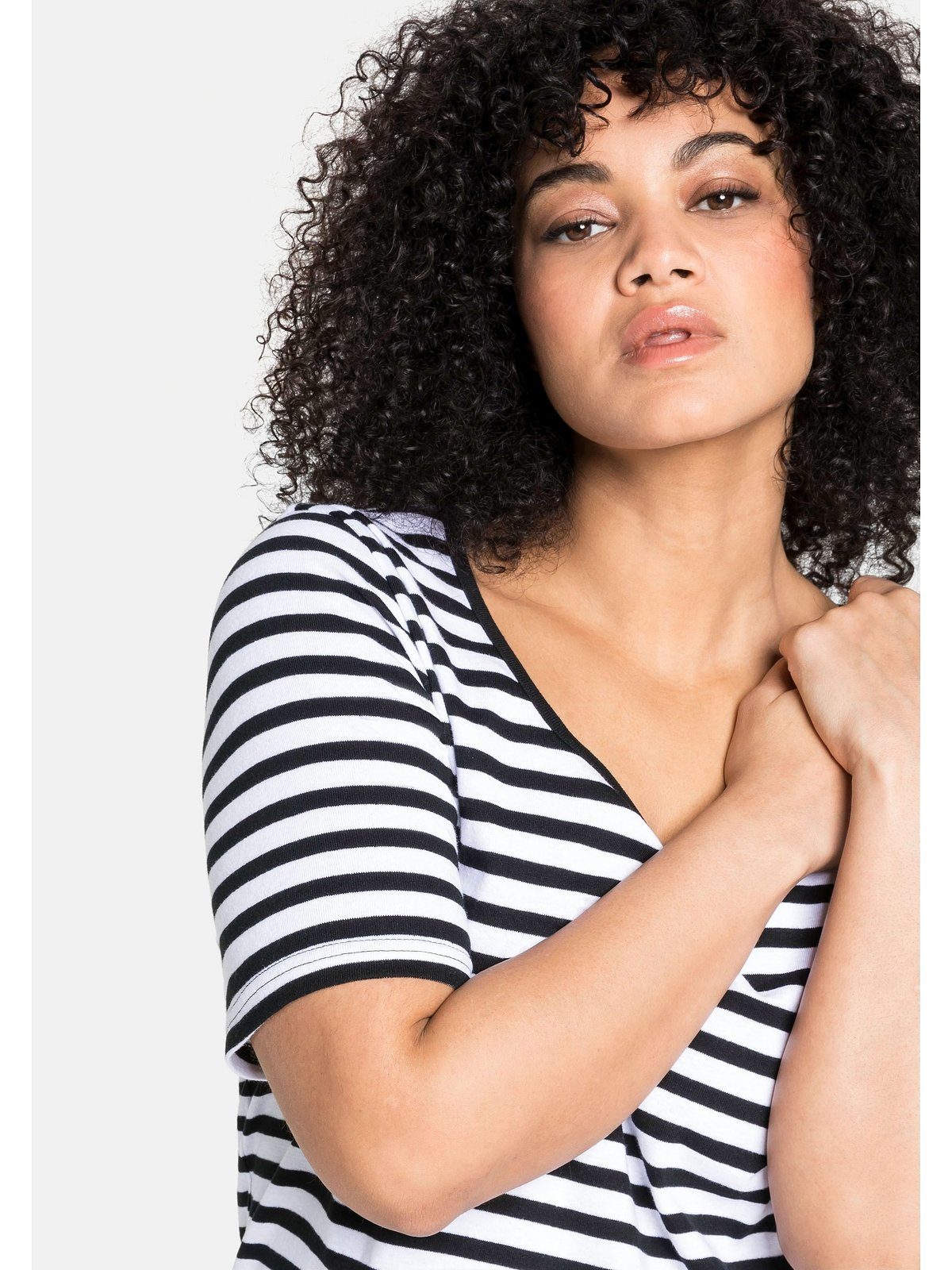 Sheego T-Shirt Große Größen mit garngefärbtem Ringel, aus Rippware