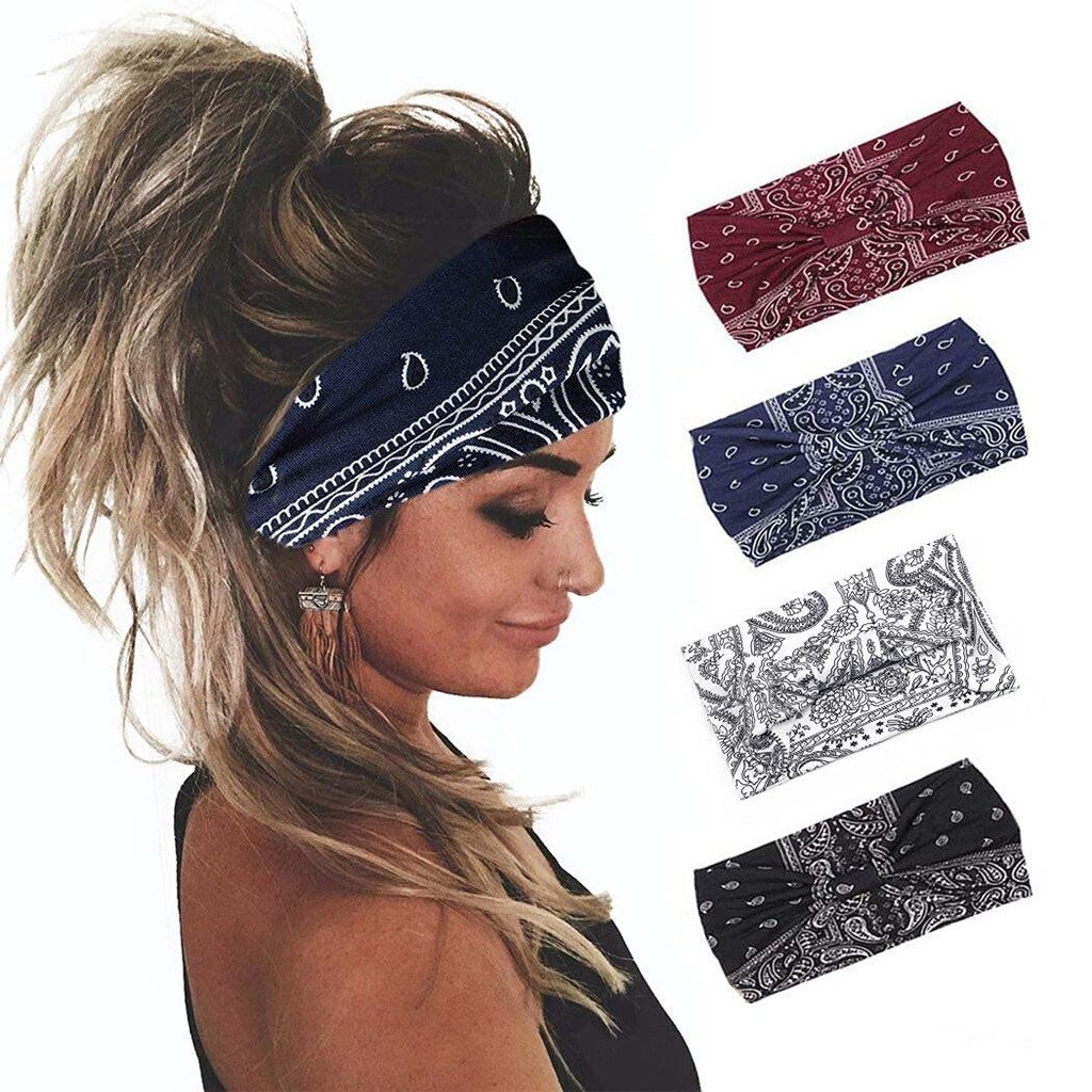 VEKROBOT Stirnband 4 Damen Kopfband Headbands Extrabreit, Bohème Stil. Für Sport Alltag (Set, 1-St., Elastisches Kopfband)