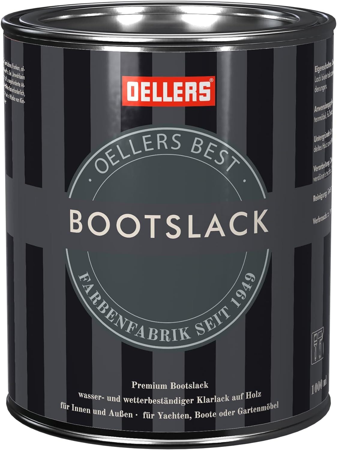OELLERS Holzlack Premium, Bootslack 1 Liter, farblos, seidenglänzend, Möbellack, Holzlack