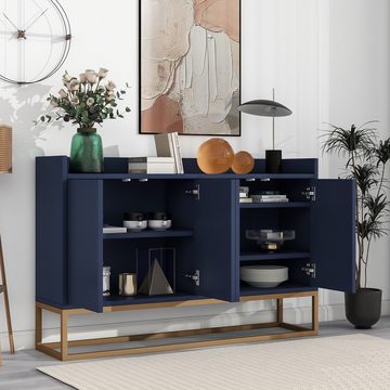 IDEASY Buffet Aufbewahrungsschrank, Sideboard mit 4 Türen, (verstellbaren Regalen mit Metallsockel für Eingangsbereich) Wohnzimmer, Büro, Schlafzimmer, Küche