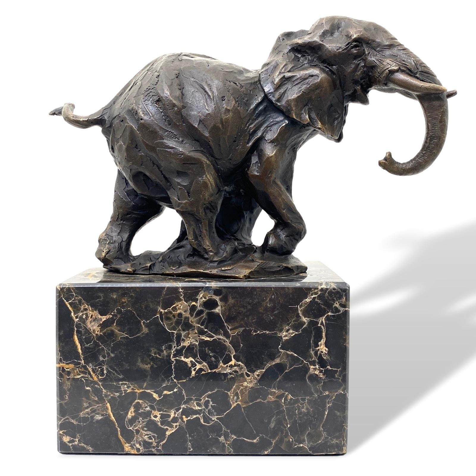 Aubaho Skulptur Bronzeskulptur Bronzefigur Elefant im Antik-Stil Bronze Figur 21cm