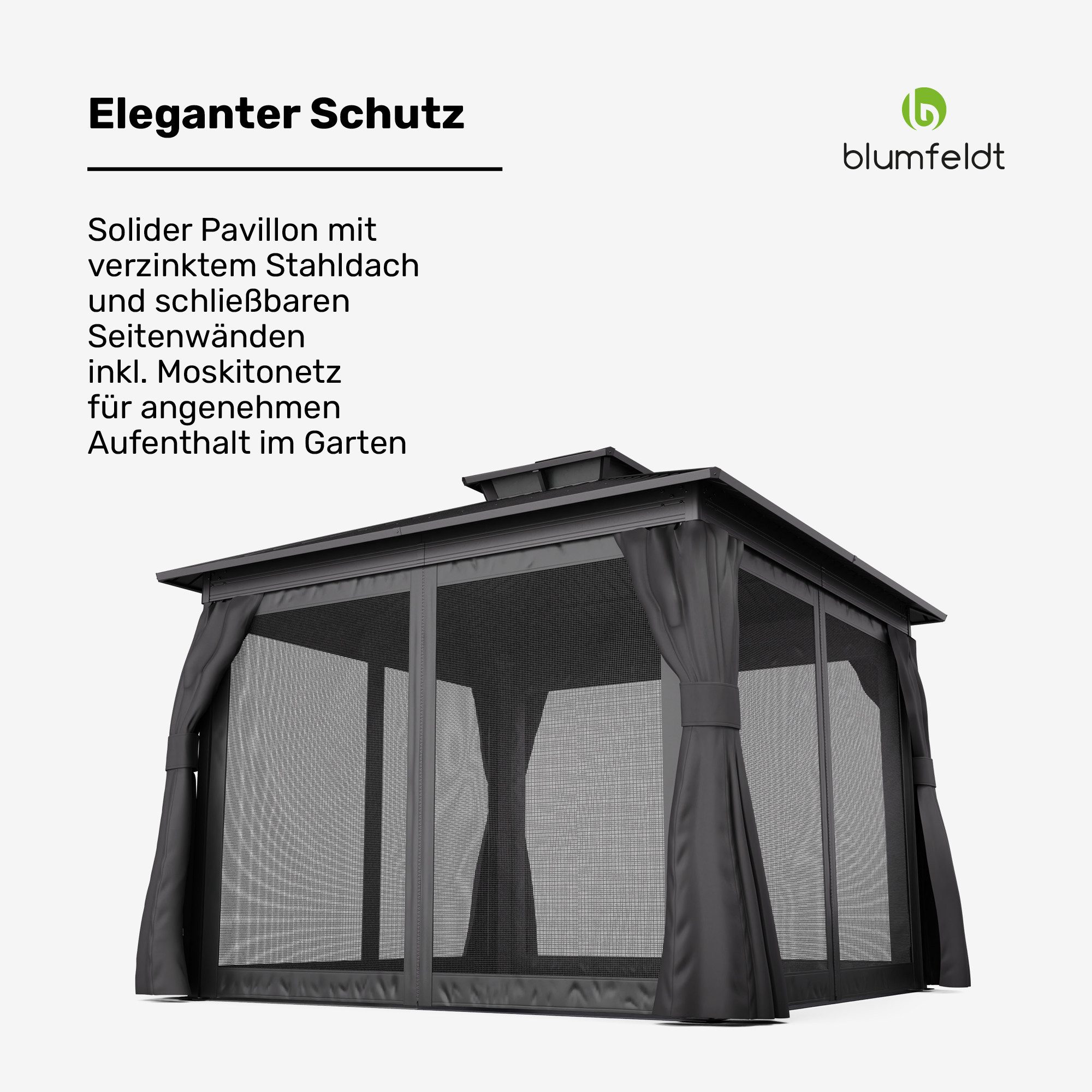 blumfeldt Pavillon ShadeFortress, (Set), Pergola 3x3m pulverbeschichtet wetterfest Garten