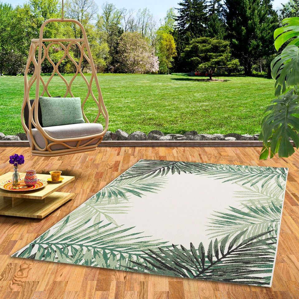 Outdoorteppich In- und Outdoor Teppich Carpetto Blätter Bordüre, Pergamon,  Rechteckig, Höhe: 6 mm