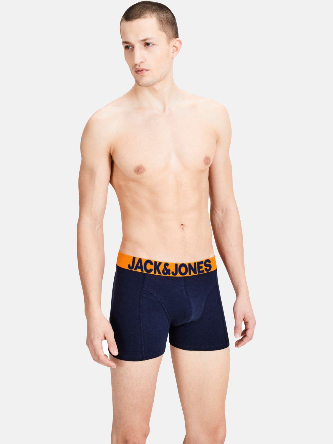 & Solid navy elastische Jones Baumwollqualität Boxershorts 5er (5-St., Pack) Passform gute Jack durch