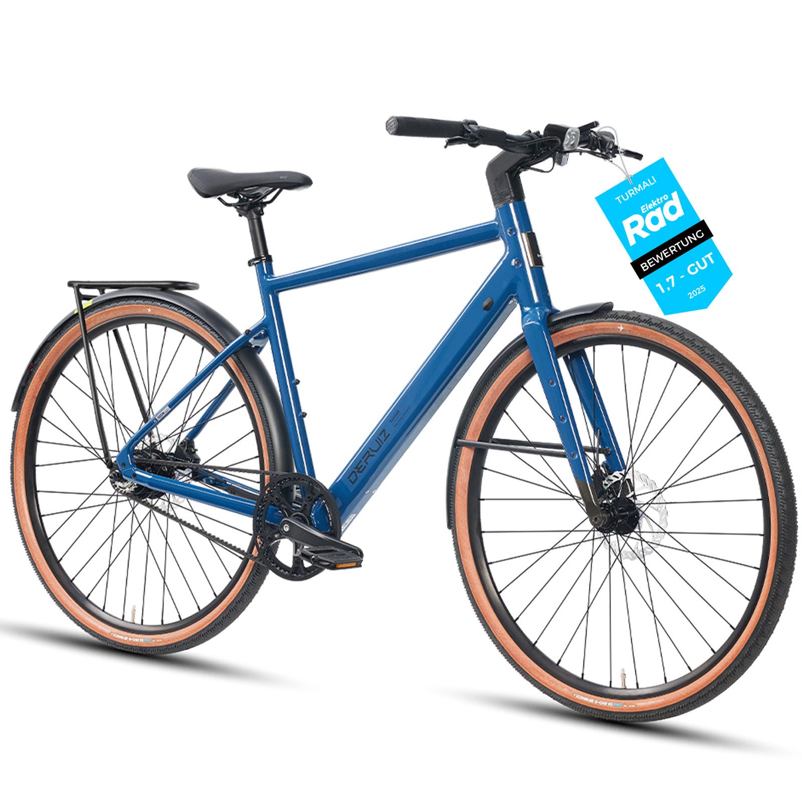 DERUIZ E-Bike Cityrad 28 Zoll für Damen und Herren, 52/58 cm.Riemenantriebe, 18,4 kg, Heckmotor, 360 Wh, (Traglast ca. 140kg RH: 52/58 cm, für Damen und Herren), 35-Nm-Heckmotor, 360-Wh-Akku, TEKTRO hydraulische Scheibenbremsen