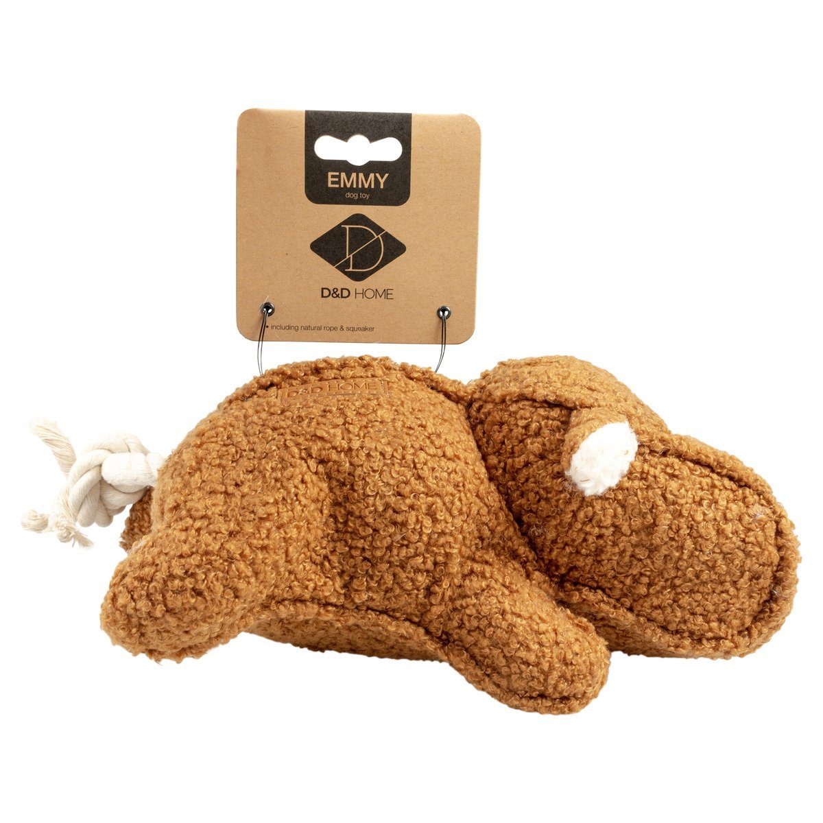D&D Tierkuscheltier Hundespielzeug Emmy Teddystoff mit Quietscher braun