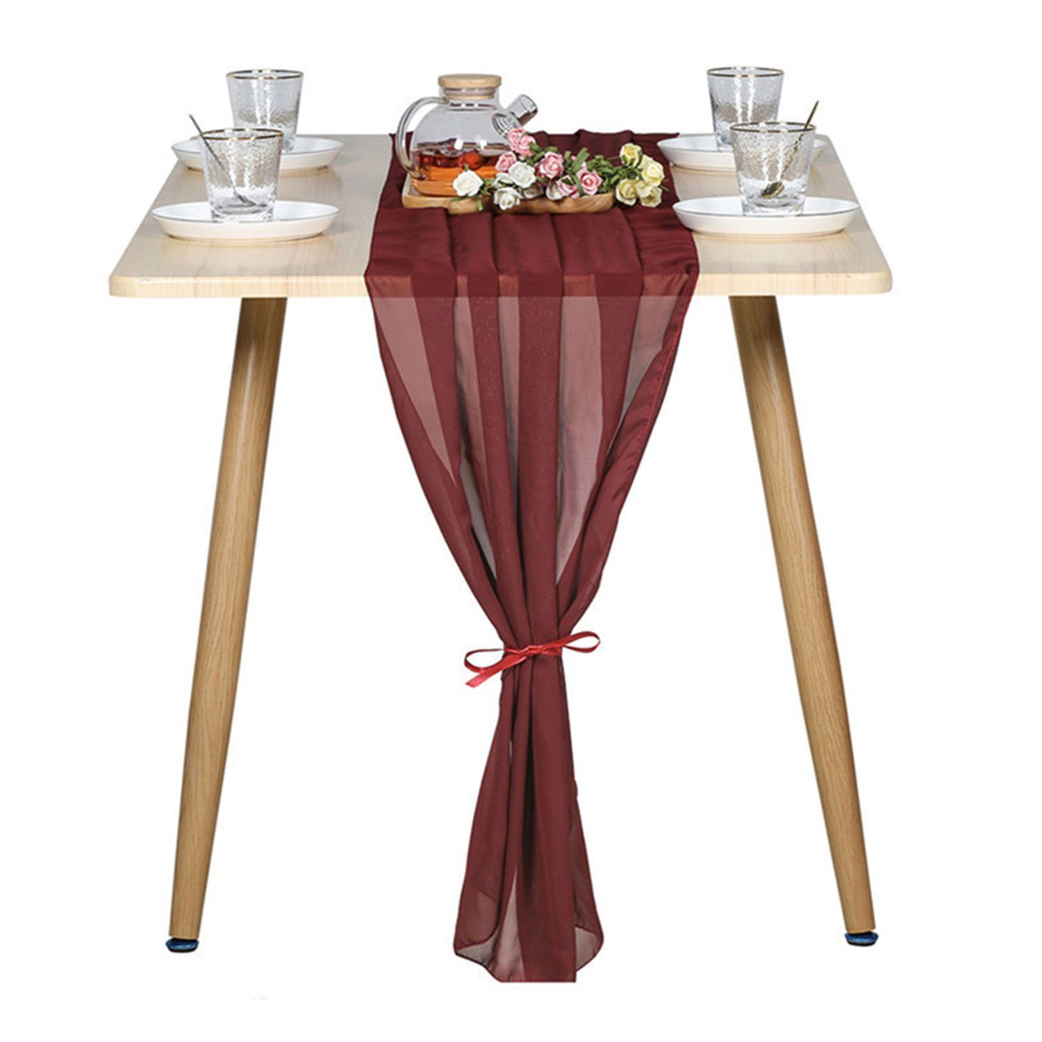MAGICSHE Tischläufer Chiffon Tischläufer Hochzeit Musselin Dekostoff, 70x300cm