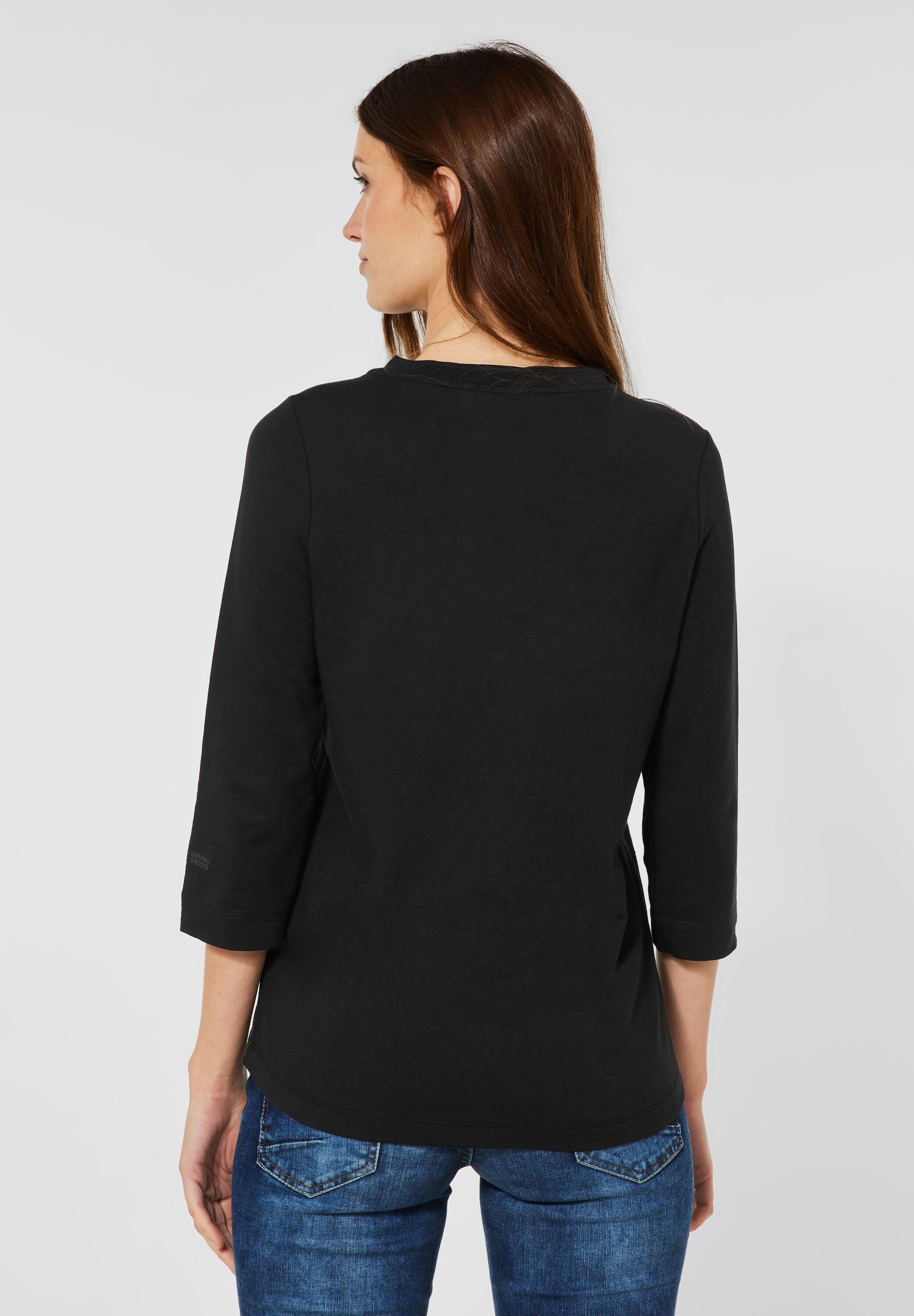 3/4-Arm-Shirt Rundhalsausschnitt black Cecil