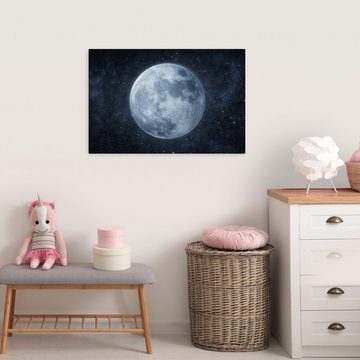 wandmotiv24 Leinwandbild Mond, Weltall, Sterne, Nacht, Galaxie, Weltall (1 St), Wandbild, Wanddeko, Leinwandbilder in versch. Größen