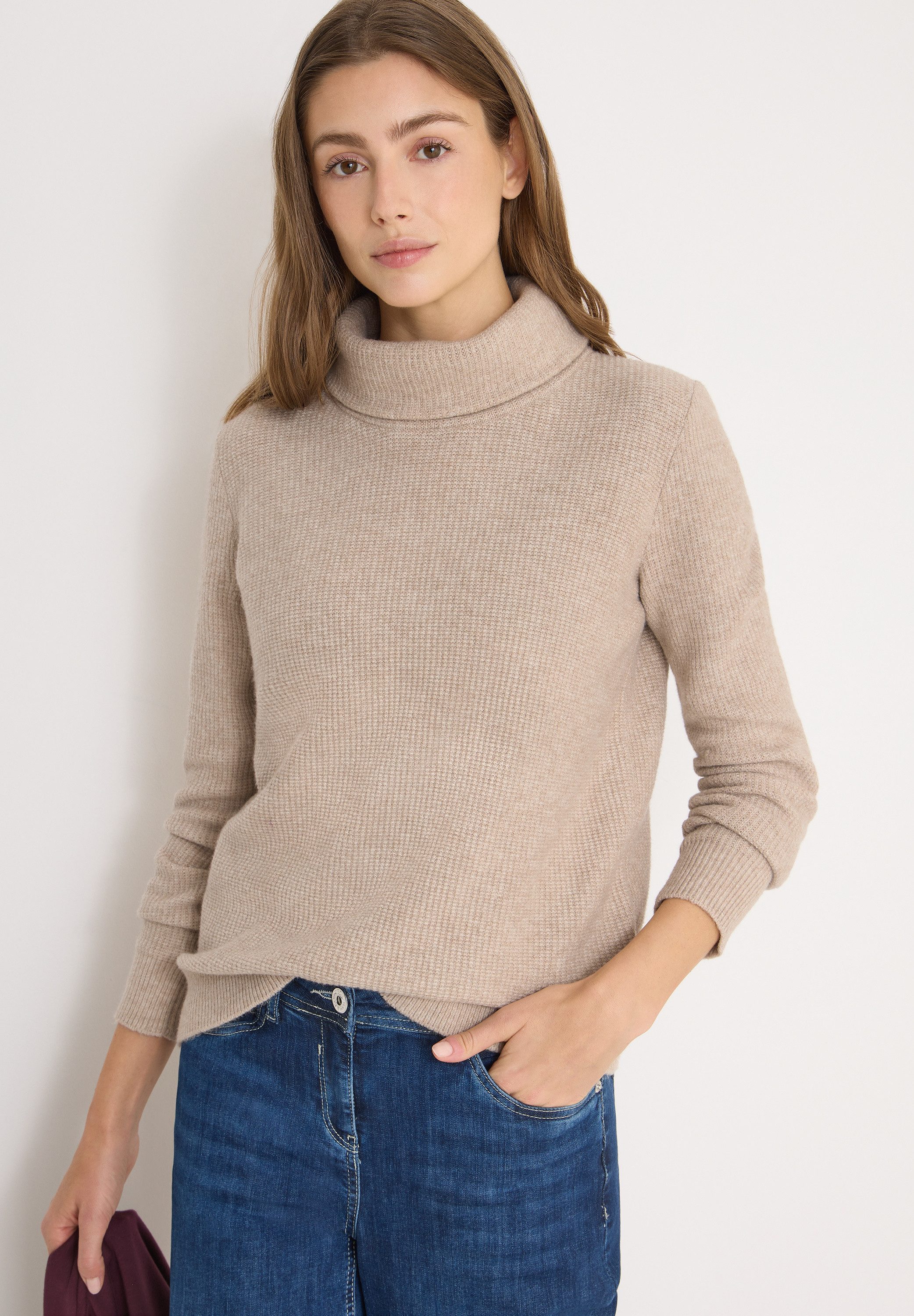 CECIL Strickpullover mit großem Kragen