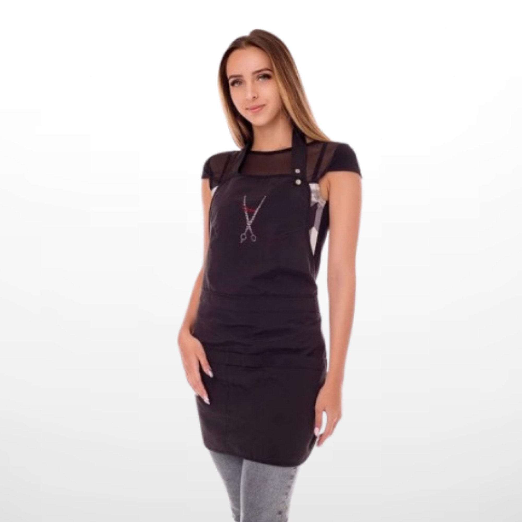 STM Company Kittelschürze Friseurschürze mit Strass-Bild günstig online kaufen