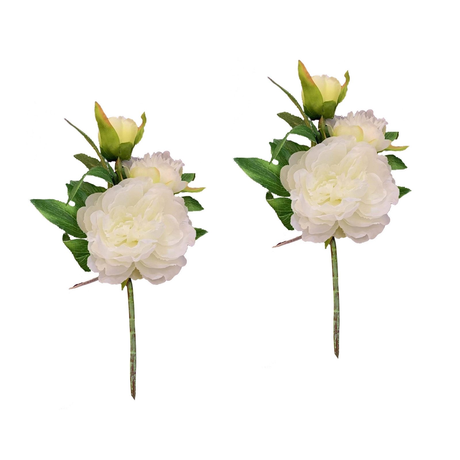 Kunstblume Pfingstrose 2er Set Weiß Flora 38 cm