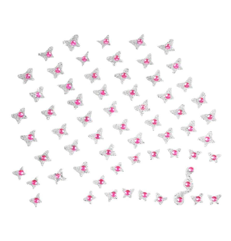 Das Kostümland Strass-Tattoo Glitzer Sticker für Gesicht und Haar, Pink - Selb