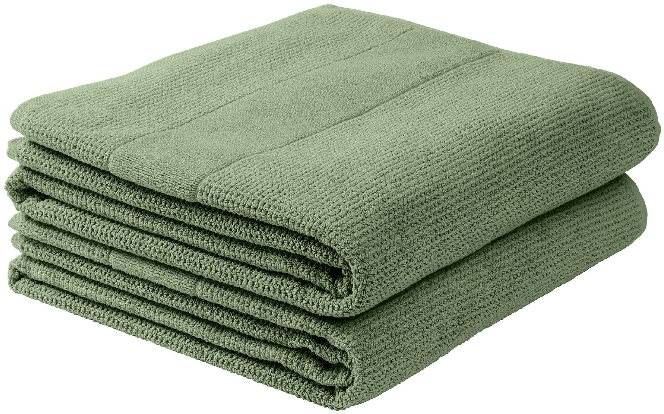 Schiesser Duschtücher Turin aus 100% Baumwolle in dezenter Reiskornoptik, Frottier (Set, 2-St), MADE IN GREEN by OEKO-TEX®