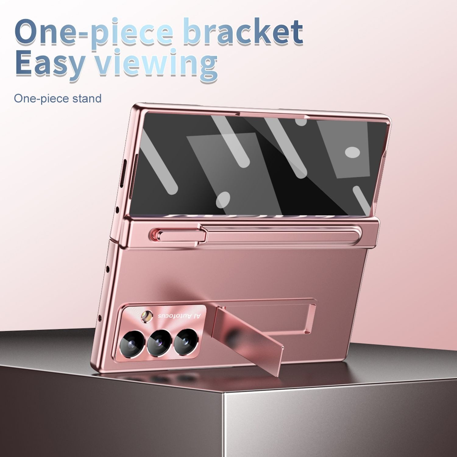 Wigento Handyhülle für Samsung Galaxy Z Fold7 5G Stand Stifthalter u. Stift Pink, Hülle mit Stand- und Stifthalterung inklusive Stift