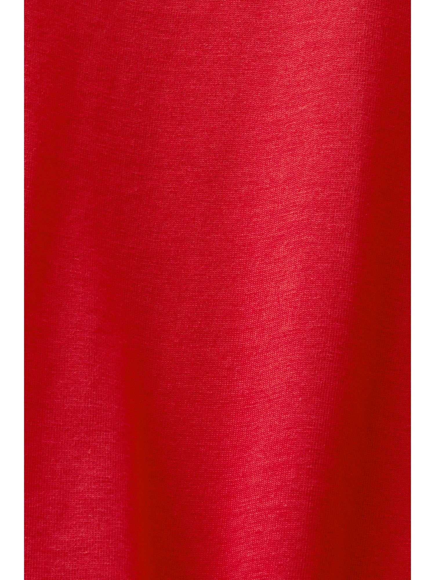 Esprit Langarmshirt Rundhalsausschnitt RED (1-tlg) Oberteil DARK mit