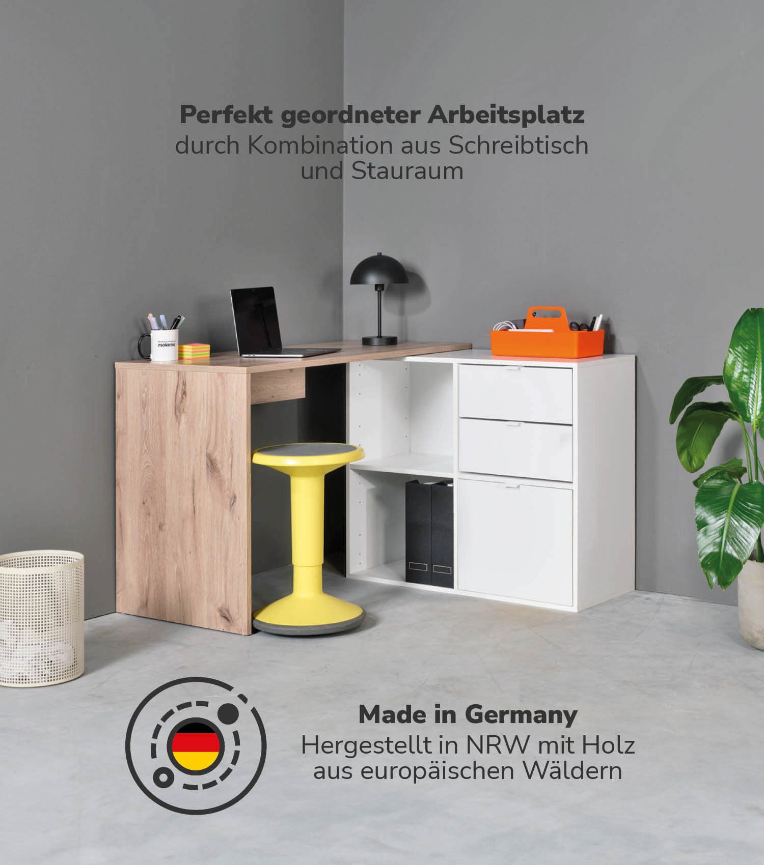 mokebo Eckschreibtisch Der Produktive (mit 2 günstig online kaufen