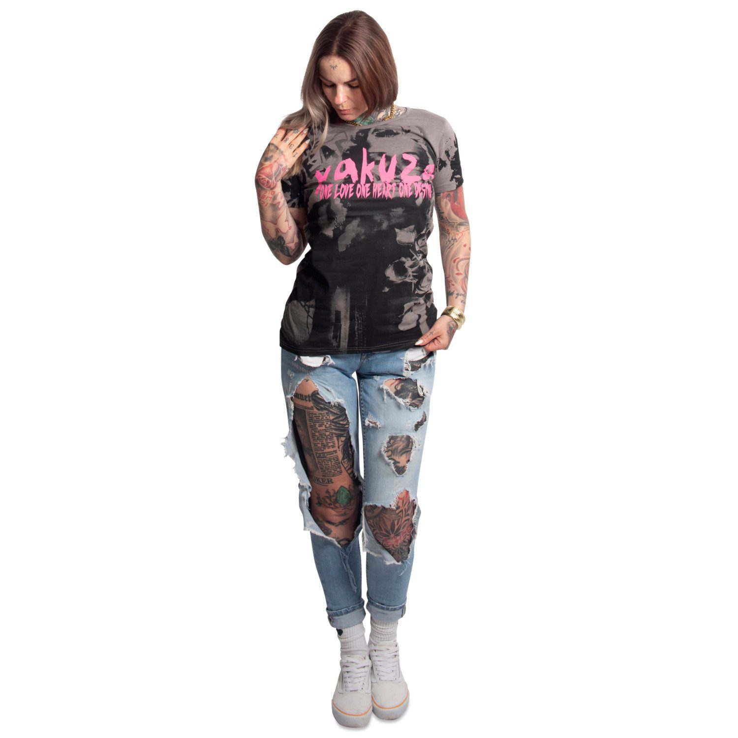 YAKUZA Rundhalsshirt Destiny mit verlängertem Rückenteil