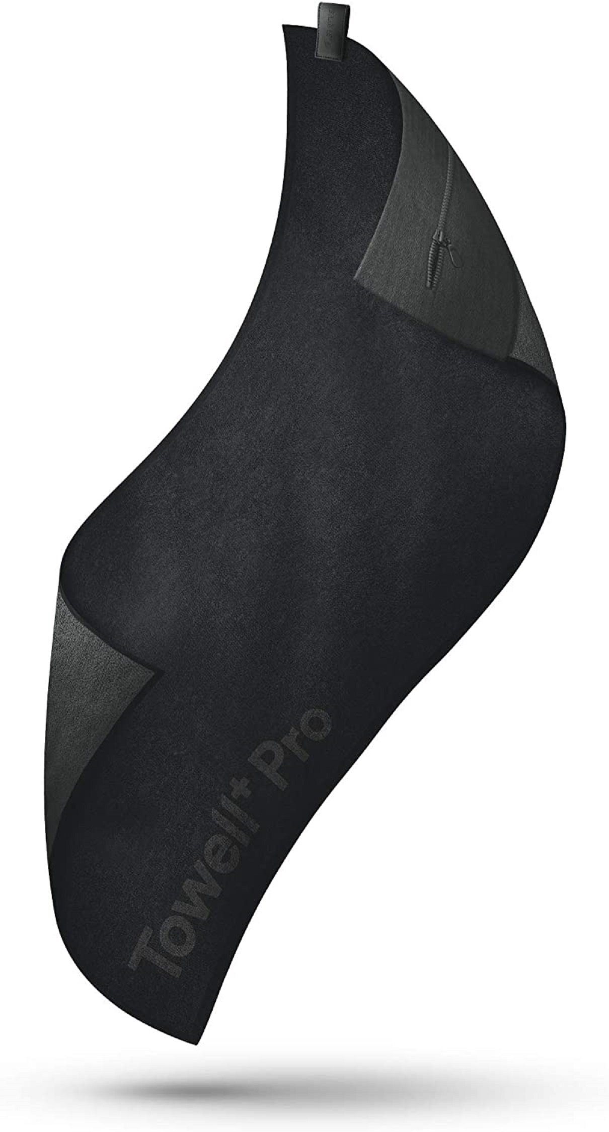 Stryve Sporthandtuch Towell + Pro (105 cm x 42,5 cm) All Black, mit Magnet, Tasche + Rutschschutz