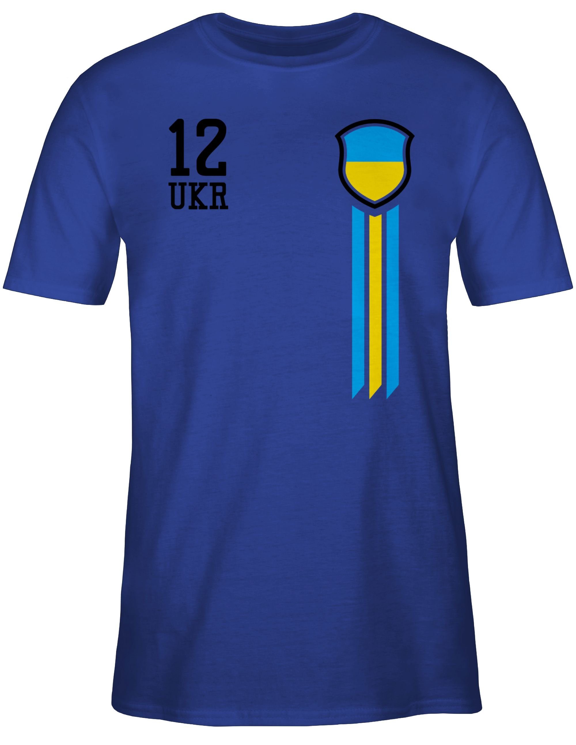 T-Shirt Mann 2024 Royalblau 12. Ukraine Fussball 1 EM Shirtracer
