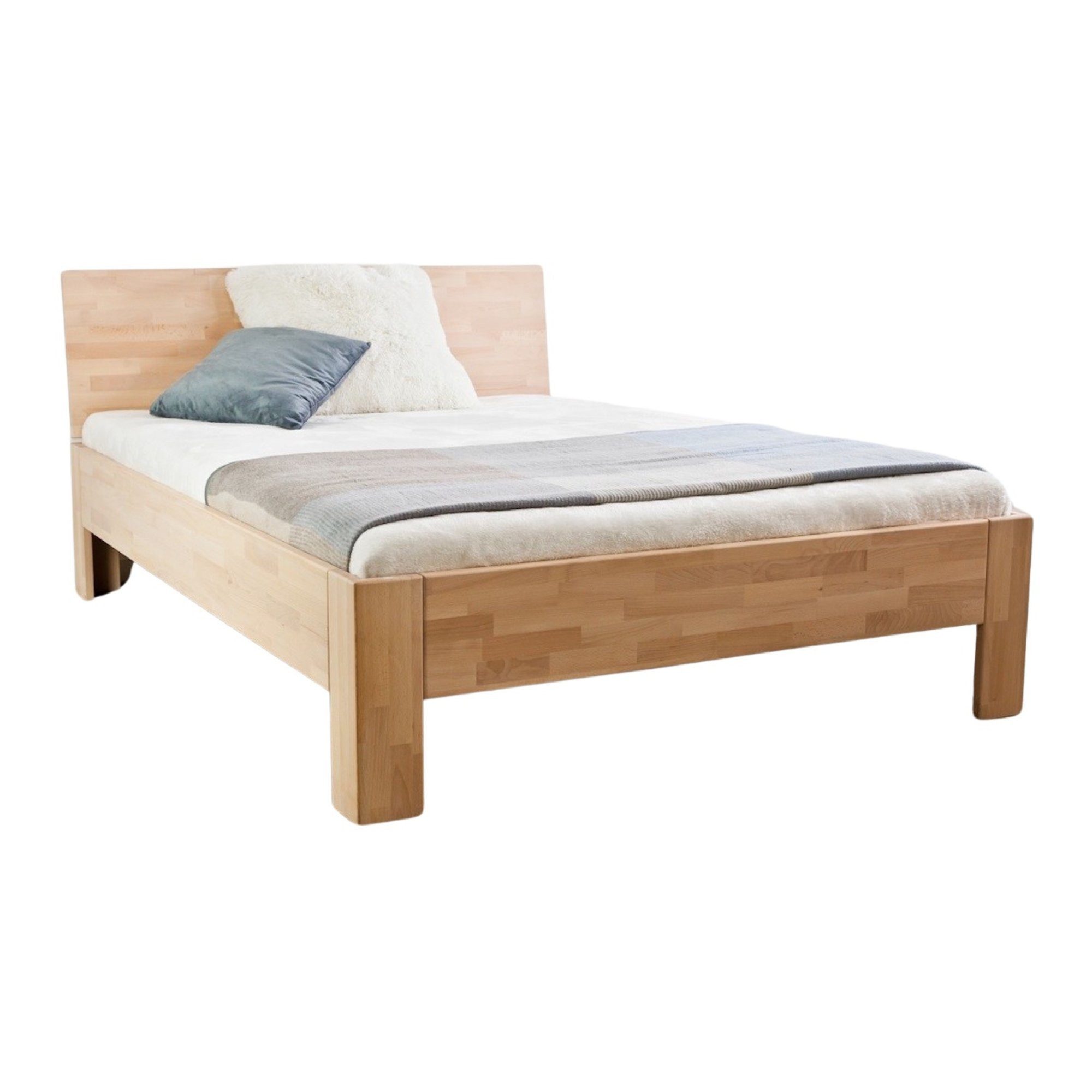MeinMassivholz Massivholzbett TREND (90 x 200 cm, 140 x 200 cm, 180 x 200 cm), Buche, Bettgestell mit Kopfteil, Made in Germany, Natur geölt