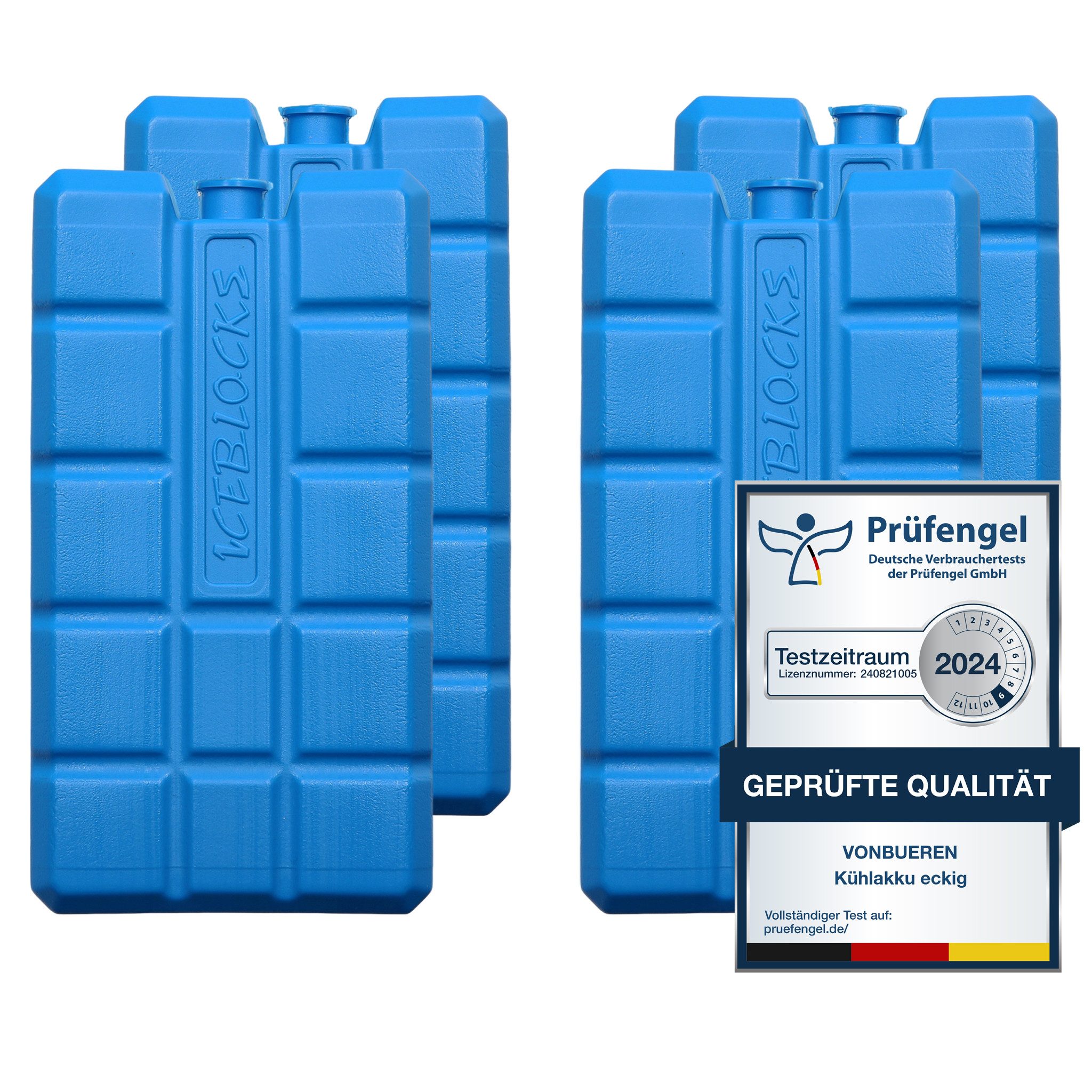 VonBueren Kühlakku Set, 200 g, 8,1 x 15,2 x 2,2 cm, blau