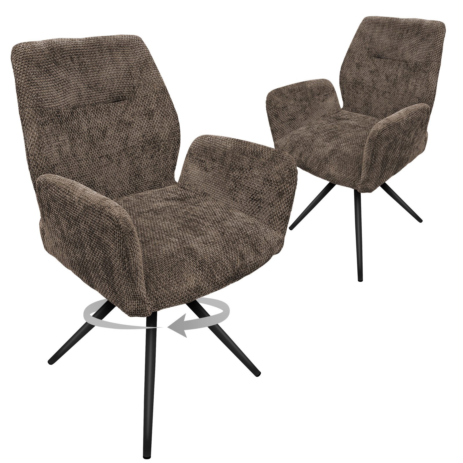 Polsterstuhl 360° Drehbar Esszimmerstühle 2er Set, Küchenstuhl, Stühle Esszimmer